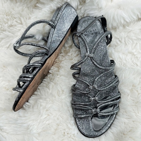 Stuart Weitzman Silver metallic gladiator sandals